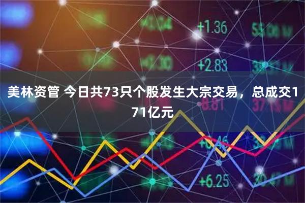 美林资管 今日共73只个股发生大宗交易，总成交171亿元