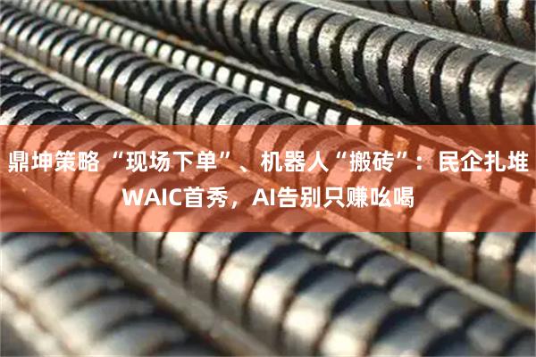 鼎坤策略 “现场下单”、机器人“搬砖”：民企扎堆WAIC首秀，AI告别只赚吆喝
